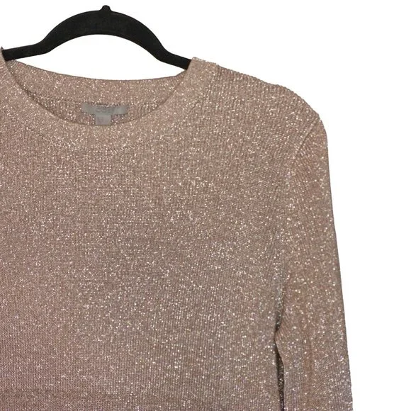COS | Dresses | Cos Rose Gold Sparkly Long Sleeve Crewneck Sweater Dress  Size M | Poshmark